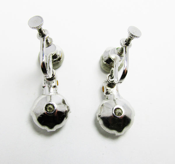 Adorable Vintage 1950s Mid-Century Classic Diamante Drop Earrings - Back