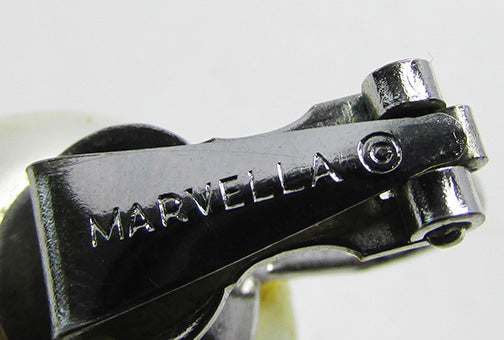 Marvella Vintage 1950s Mid-Century Bold Pearl Cabochon Button Earrings