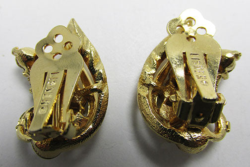 Lisner Vintage Beautiful Mid Century 1950s Floral Button Earrings