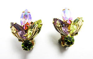 Weiss 1950s Vintage Jewelry Mid-Century Diamante Floral Earrings - Front