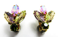 Weiss 1950s Vintage Jewelry Mid-Century Diamante Floral Earrings - Front - Thumbnail