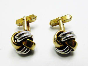 Swank Men's Designer Mid-Century Gold and Silver Love Knot Cufflinks - Front