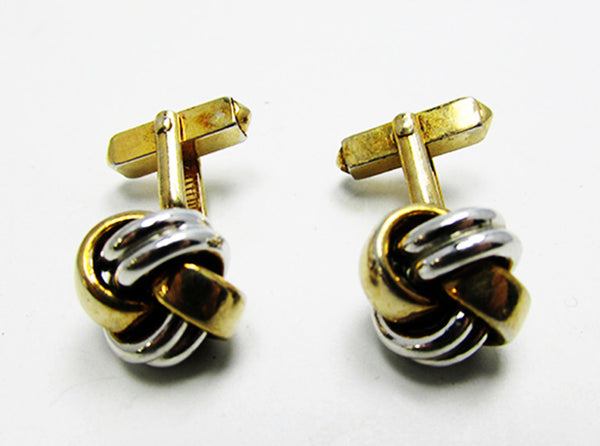 Swank Men's Designer Mid-Century Gold and Silver Love Knot Cufflinks - Front