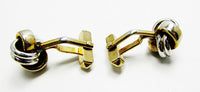 Swank Men's Designer Mid-Century Gold and Silver Love Knot Cufflinks - Side - Thumbnail