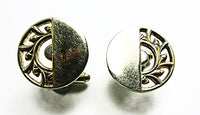 Vintage 1950s Men's Jewelry Distinctive Mid-Century Gold Cufflinks - Front - Thumbnail