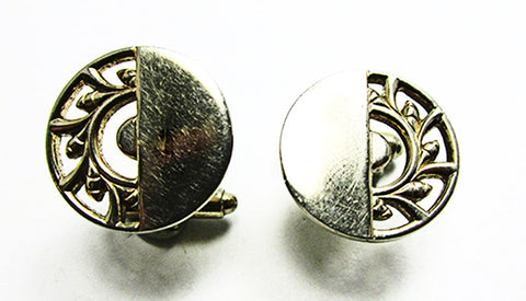 Vintage 1950s Men's Jewelry Distinctive Mid-Century Gold Cufflinks - Front