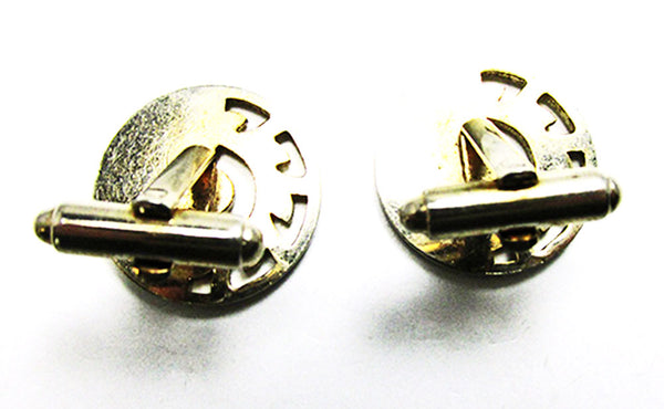 Vintage 1950s Men's Jewelry Distinctive Mid-Century Gold Cufflinks - Back