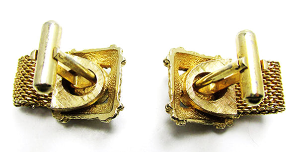 Vintage Men's Jewelry 1950s Mid-Century Geometric Diamante Cufflinks - Back