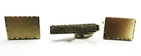 Vintage 1960s Men's Eye-Catching Gold Tie Clip and Cufflinks - Front - Thumbnail