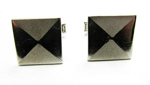 Vintage 1950s Men's Jewelry Mid-Century Geometric Silver Cufflinks - Front