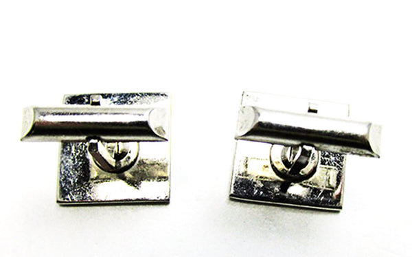 Vintage 1950s Men's Jewelry Mid-Century Geometric Silver Cufflinks - Back