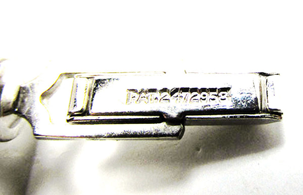 Vintage 1950s Men's Jewelry Mid-Century Geometric Silver Cufflinks - Patent Number