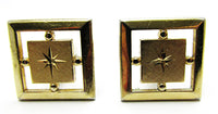 Signed Swank Vintage1960s Men's Designer Engraved Gold Cufflinks -  Front - Thumbnail