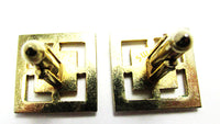 Signed Swank Vintage1960s Men's Designer Engraved Gold Cufflinks - Back - Thumbnail