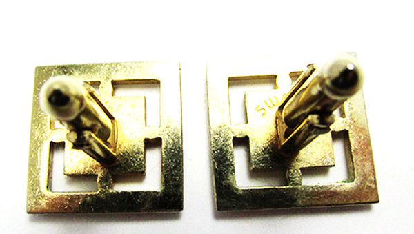 Swank 1960s Men's Vintage Jewelry Handsome Engraved Gold Cufflinks - Back
