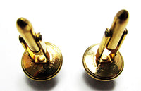 Signed Krementz Vintage 1950s Men's Eye-Catching Tiger Eye Cufflinks - Back - Thumbnail