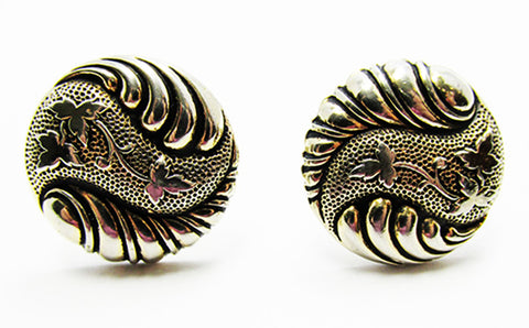 Men's 1950s Vintage Jewelry Handsome Mid-Century Gold Cufflinks - Front