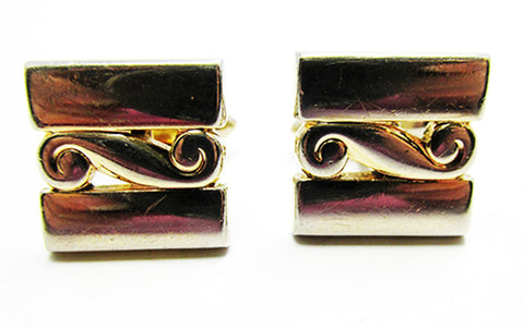 Swank Men's Vintage Jewelry 1950s Mid-Century Geometric Cufflinks - Front