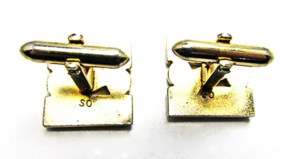 Swank Men's Vintage Jewelry 1950s Mid-Century Geometric Cufflinks - Back