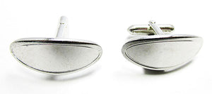 Swank Vintage Men's Jewelry 1960s Retro Classic Silver Oval Cufflinks - Front