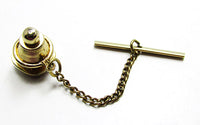 Swank Vintage 1960s Men's Topaz Rhinestone and Gold Tie Tack - Back - Thumbnail