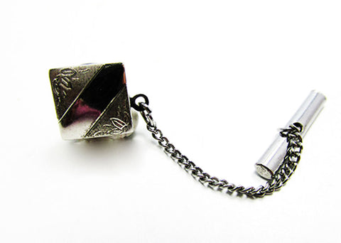 Jaguar Sterling Vintage 1960s Men's Designer Jewelry Engraved Tie Tack - Front