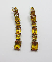 Vintage 1960s Stunning Contemporary Geometric Topaz Drop Earrings - Thumbnail