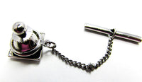 Jaguar Sterling Vintage 1960s Men's Designer Jewelry Engraved Tie Tack - Back - Thumbnail