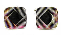 1960s Vintage Jewelry Men's Retro Silver Engraved Square Cufflinks