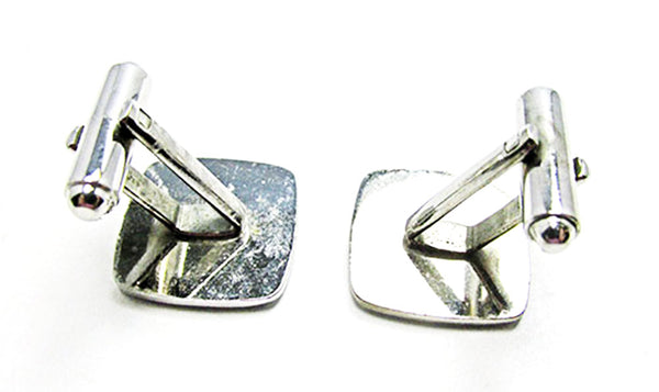1960s Vintage Jewelry Men's Retro Silver Engraved Square Cufflinks - Back