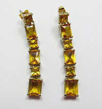 Vintage 1960s Stunning Contemporary Geometric Topaz Drop Earrings - Thumbnail