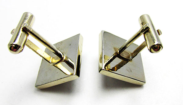 Vintage Men's Jewelry Eye-Catching 1950s Geometric Pearl Cufflinks - Back