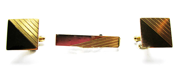 Anson Men's Vintage Jewelry 1950s Gold Filled Tie Clip and Cufflinks - Front