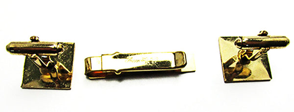 Anson Men's Vintage Jewelry 1950s Gold Filled Tie Clip and Cufflinks - Back