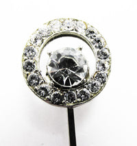 Vintage 1950s Pretty Mid-Century Pot Metal Diamante Hair Clip - Close Up - Thumbnail