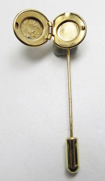 Vintage 1960s Adorable Retro Engraved Hat or Stick Pin Locket