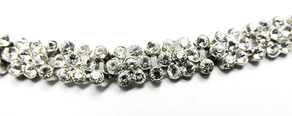 Vintage Jewelry 1930s Retro Superb Diamante Floral Link Bracelet - Close Up