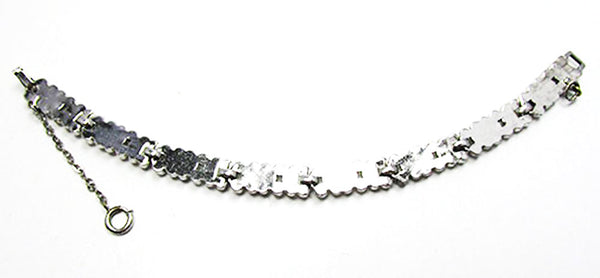 Vintage Jewelry 1930s Retro Superb Diamante Floral Link Bracelet - Back