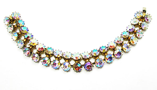 Superb 1950s Vintage Jewelry Diamante Aurora Borealis Bracelet - Front