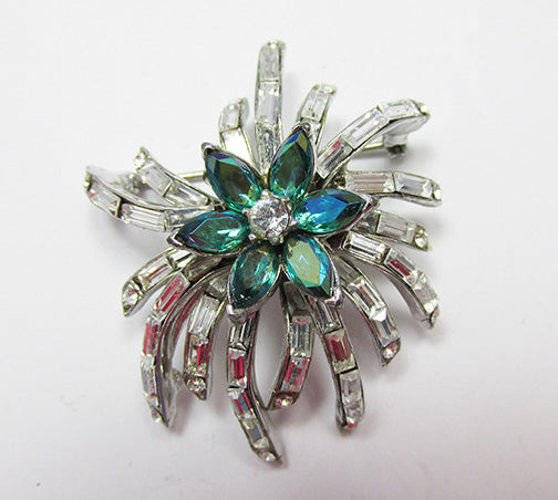 CoroCraft Vintage Stunning Mid Century 1950s Iridescent Floral Pin