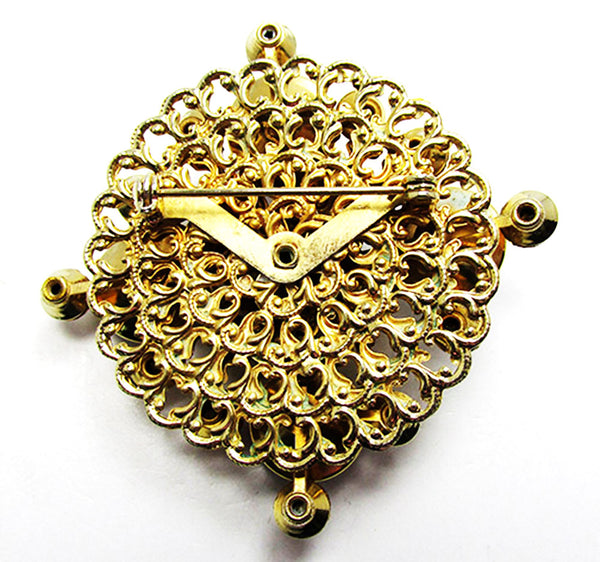 Vintage 1950s Jewelry Bold Eye-Catching Geometric Topaz Diamante Pin - Back