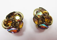 Kramer Vintage 1950s Flawless Iridescent Topaz Button Earrings - Thumbnail