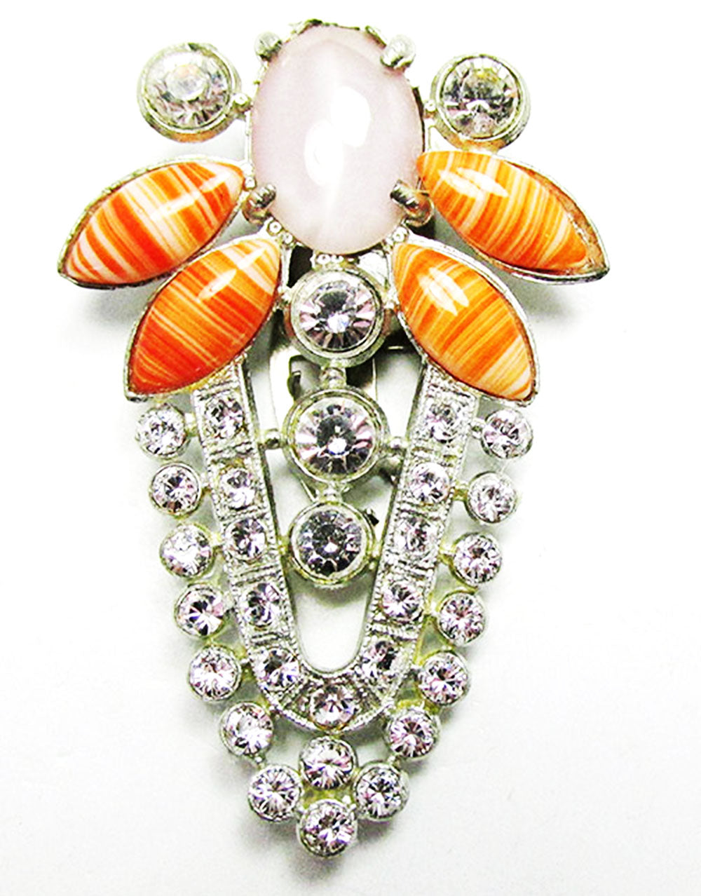Bold Eye-Catching Vintage 1930s Art Deco Diamante Dress Clip - Front