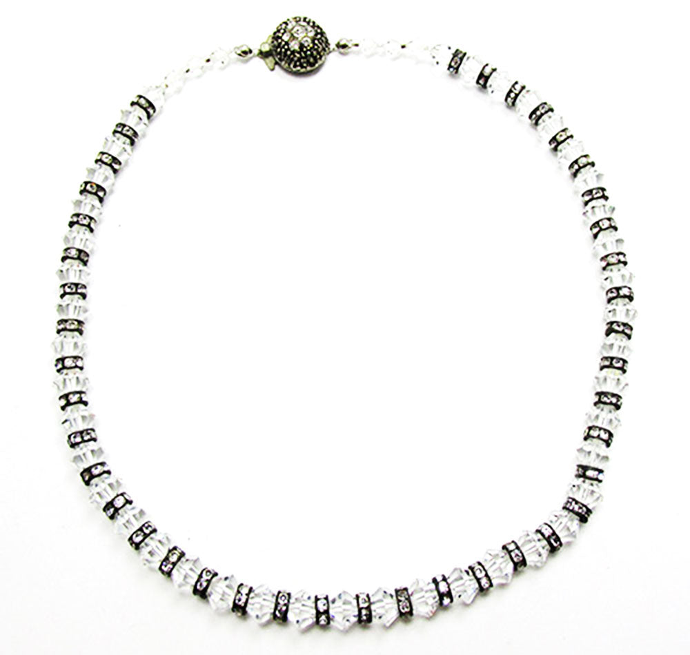 1960s Vintage Costume Jewelry Diamante and Crystal Bead Necklace