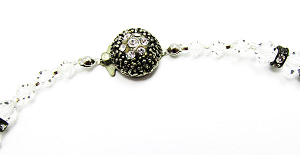 1960s Vintage Costume Jewelry Diamante and Crystal Bead Necklace - Clasp