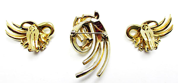 Crown Trifari Vintage Jewelry Mid-Century Pin and Earrings Book Pieces - Back
