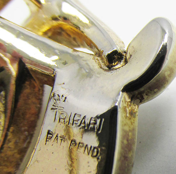 Crown Trifari Vintage Jewelry Mid-Century Pin and Earrings Book Pieces - Signature