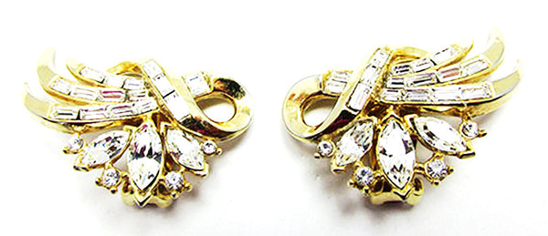 Crown Trifari Vintage Jewelry Mid-Century Pin and Earrings Book Pieces - Earrings