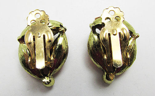 Vintage Dazzling Mid Century 1950s Topaz Floral Earrings