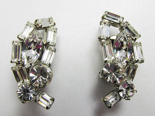 Vintage Spectacular Mid Century 1950s Rhinestone Earrings